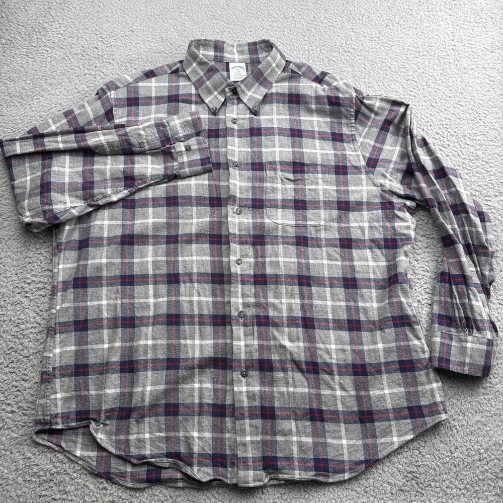 Brooks Brothers 1818 Regent Fit Mens XXL 2XL Plaid Flannel Button Down Shirt
